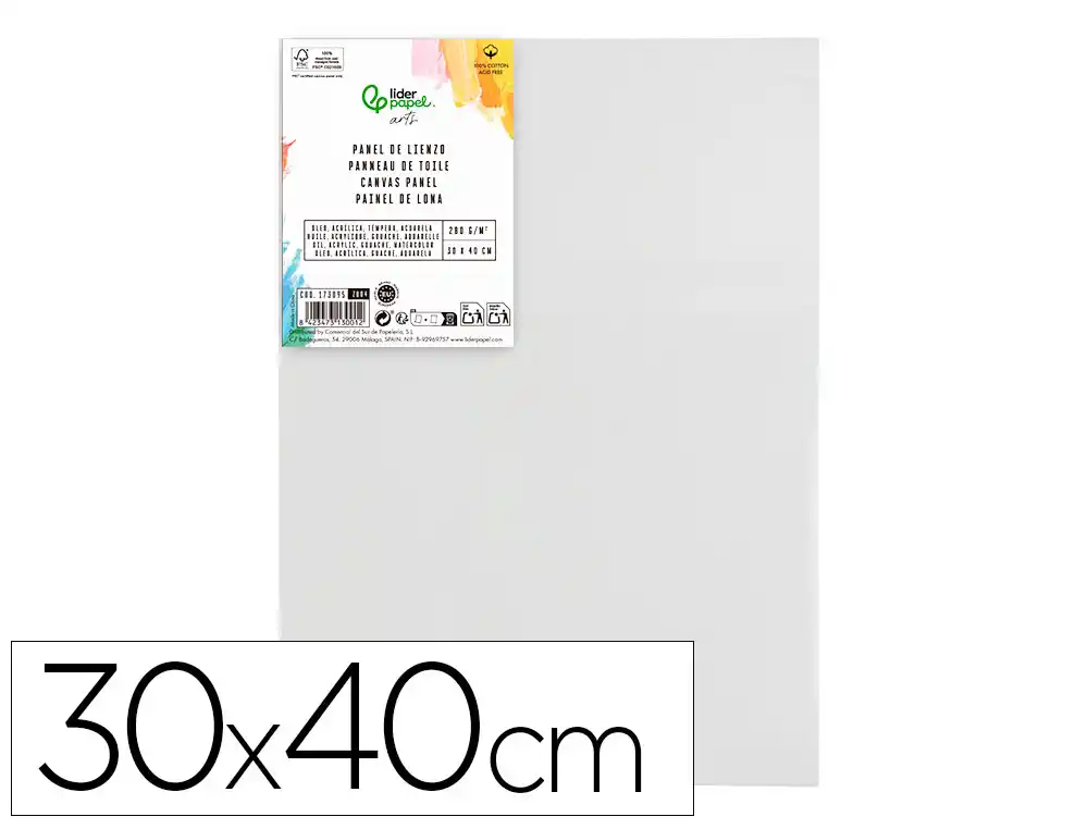 [173095] Panel de lienzo liderpapel 30x40 cm gramaje 280g/m2 certificado fsc