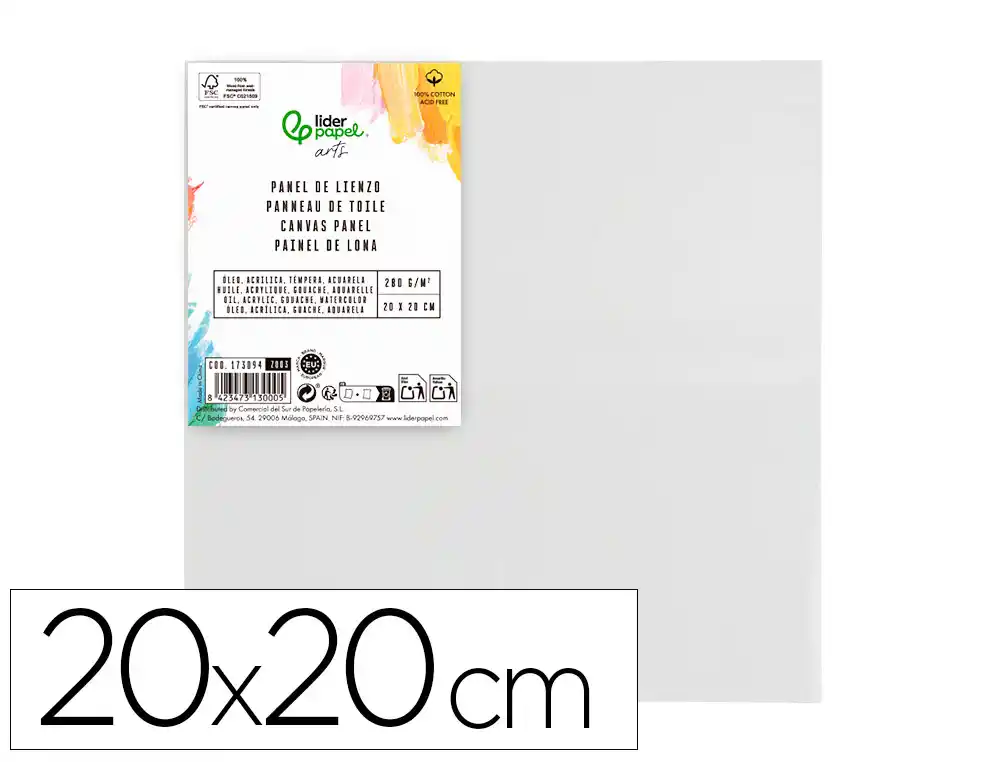 [173094] Panel de lienzo liderpapel 20x20 cm gramaje 280g/m2 certificado fsc