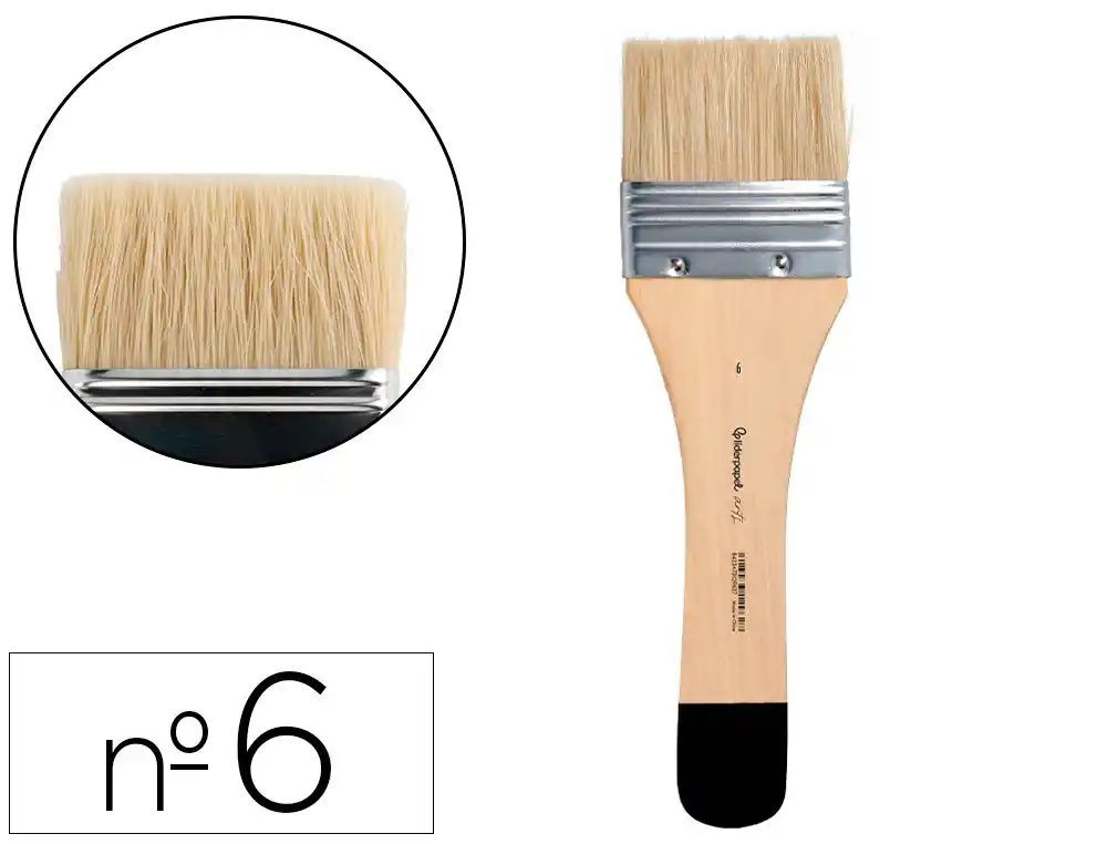 Brocha paletina plana liderpapel ancho 65 mm de pelo de cerda certificado fsc