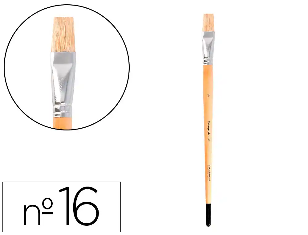 [173031] Pincel para pintura al oleo y acrilica liderpapel n 16 punta plana de pelo de cerda certificado fsc