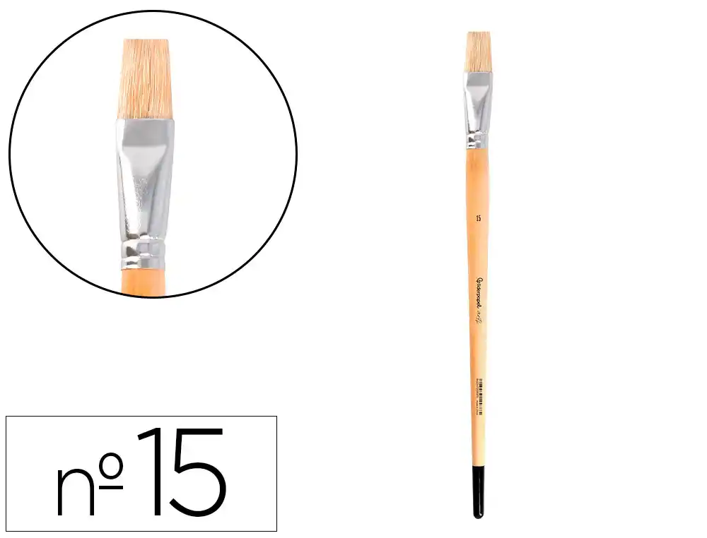 [173030] Pincel para pintura al oleo y acrilica liderpapel n 15 punta plana de pelo de cerda certificado fsc