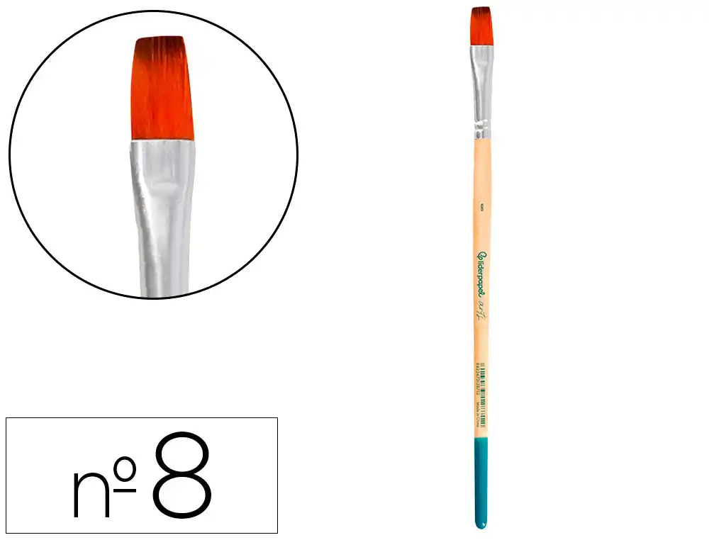 Pincel para pintura acrilica y acuarela liderpapel n 8 punta plana de pelo sintetico certificado fsc