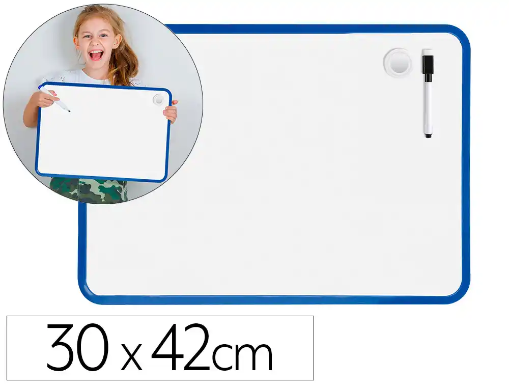 [172834] Pizarra blanca liderpapel 30x42 cm magnetica doble cara lisa con rotulador iman y borrador
