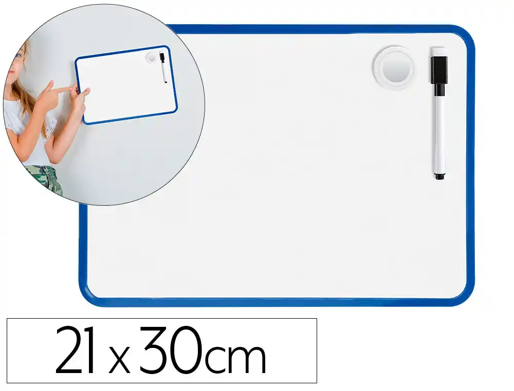 [172833] Pizarra blanca liderpapel 21x30 cm magnetica doble cara lisa con rotulador iman y borrador