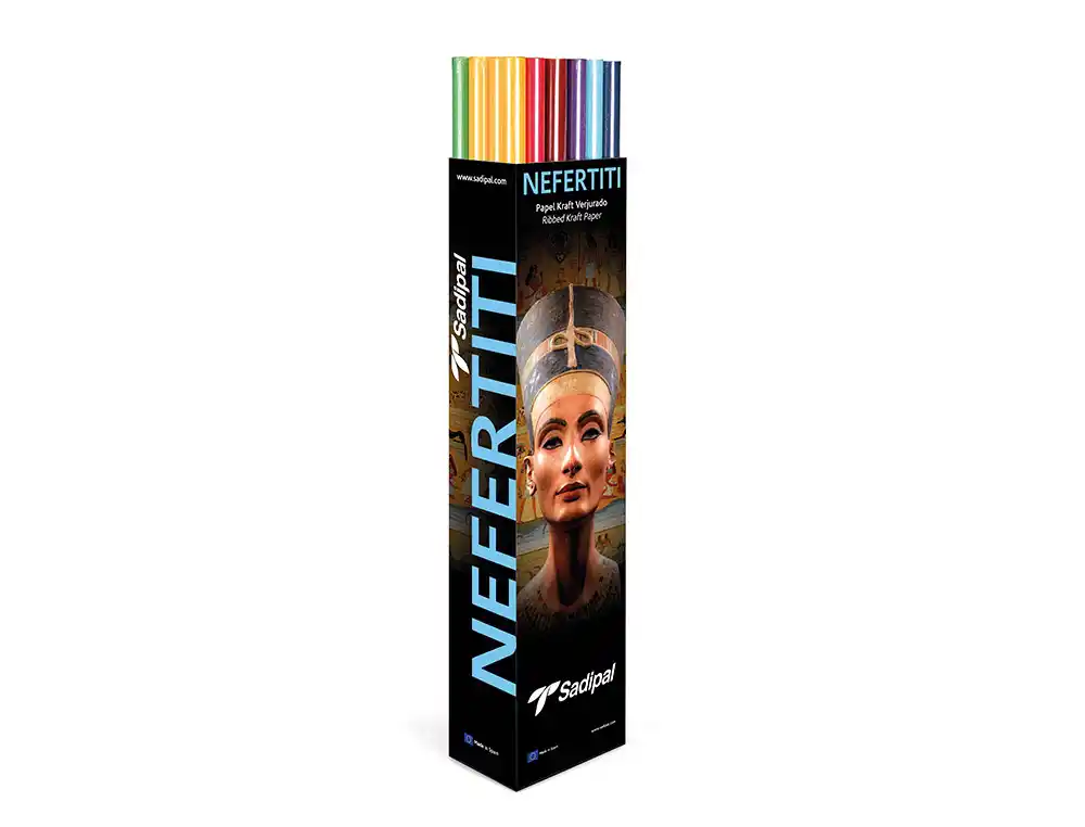 [172691] Papel kraft sadipal nefertitis 1x3 m gramaje 65 gr expositor de 30 rollos colores surtidos