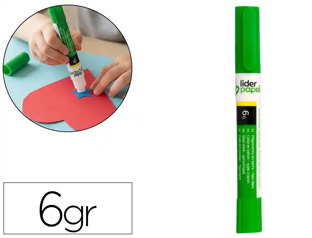 [172686] Pegamento liderpapel en barra 6 g boligrafo con clip