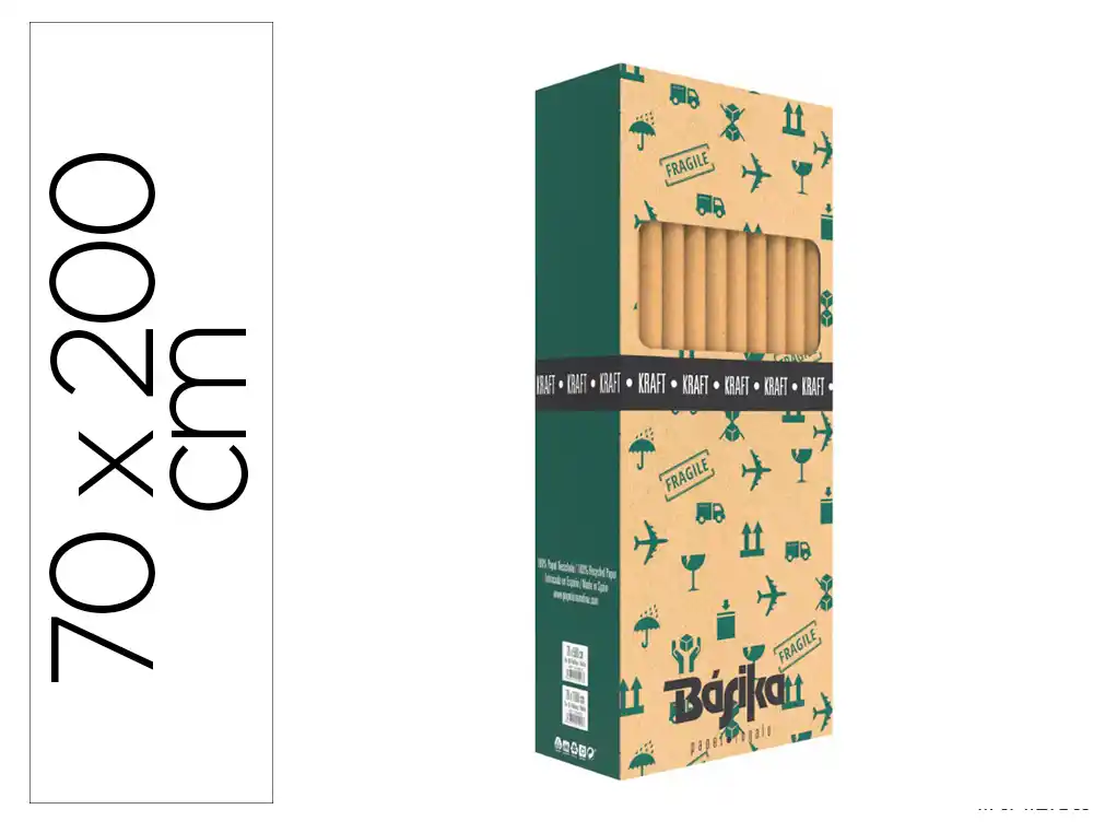 [172645] Papel de regalo basika kraft liso rollo ancho 70 cm longitud 2 m gramaje 50 g