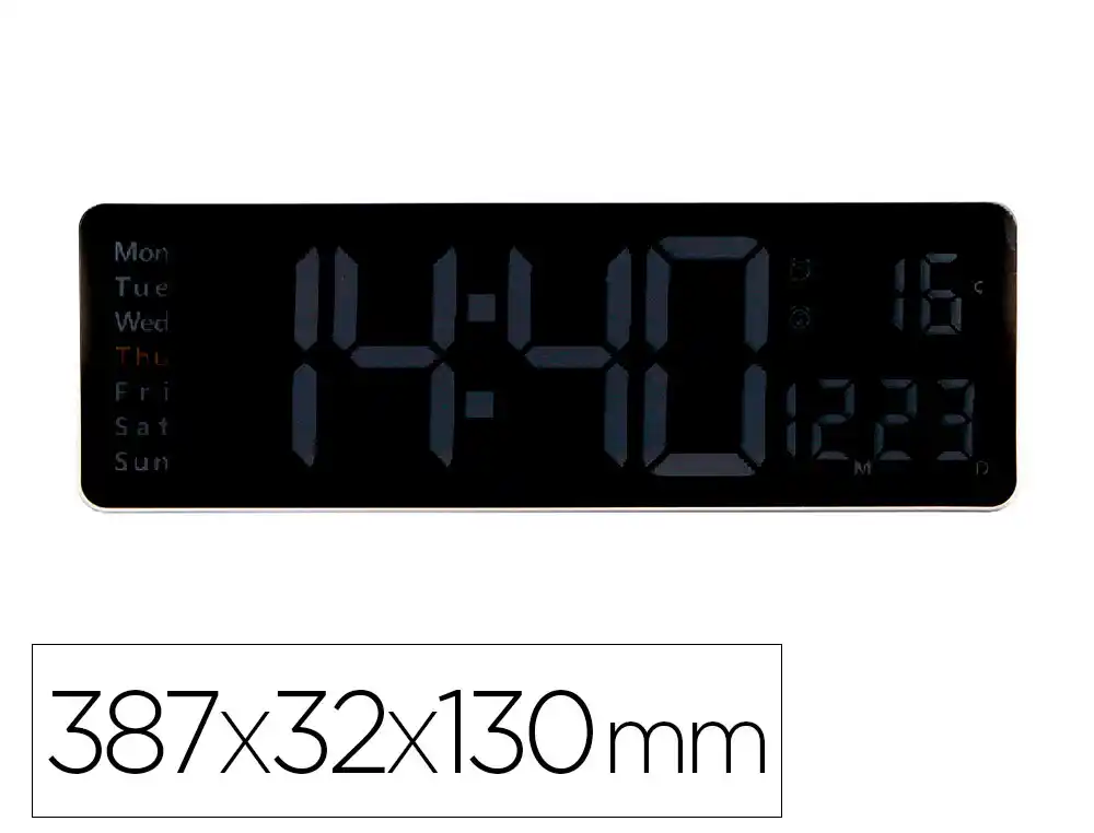 [172570] Reloj q-connect de pared y sobremesa digital con temperatura y mando a distancia 387x32x130 mm