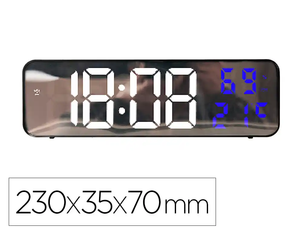 [172569] Reloj q-connect de pared y sobremesa digital con temperatura 230x35x70 mm