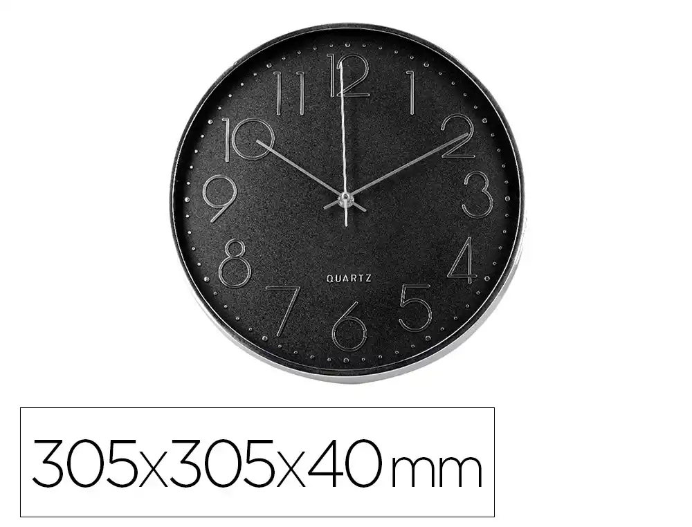 [172568] Reloj q-connect de pared analogico plateado silencioso 305x305x40mm
