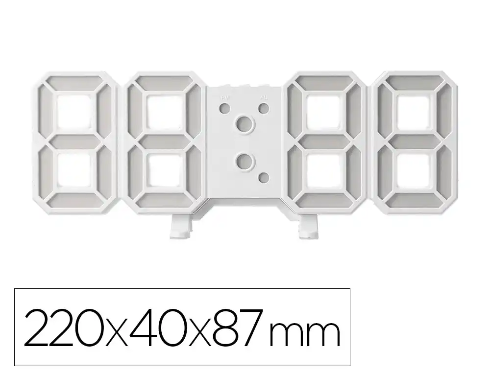 [172565] Reloj q-connect de pared digital con temperatura 3 alarmas control de sonido 220x40x87 mm