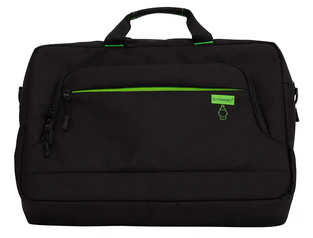 [172541] Maletin para portatil q-connect 17,2\" negro 1 asa 2 bolsillos exteriores polietileno reciclado