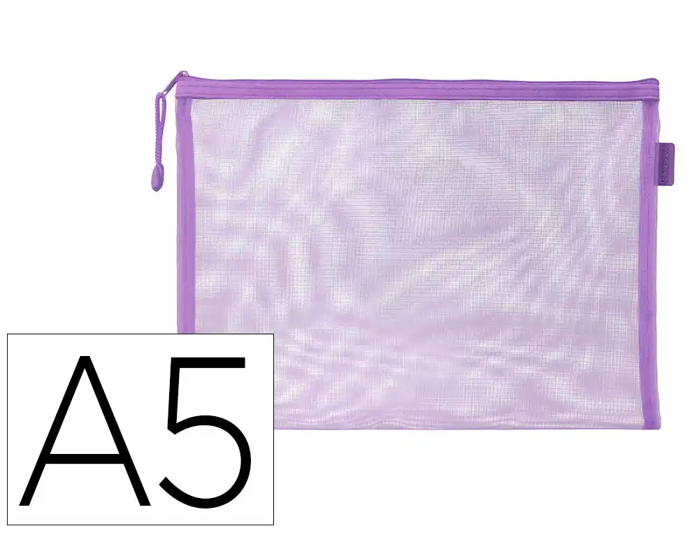 Bolsa zipper bag liderpapel poliester transpirable multiusos din a5 morado pastel