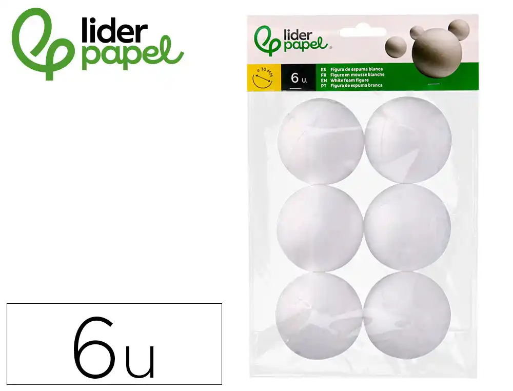 [172192] Figura de espuma blanca liderpapel bola de 7 cm bolsa con 6 unidades