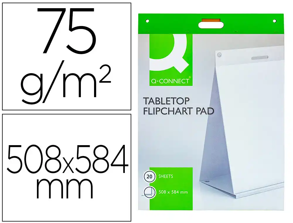 [172135] Bloc congreso q-connect liso autoadhesivo sobremesa 508x584 mm 20 hojas papel blanco de 75 g fsc