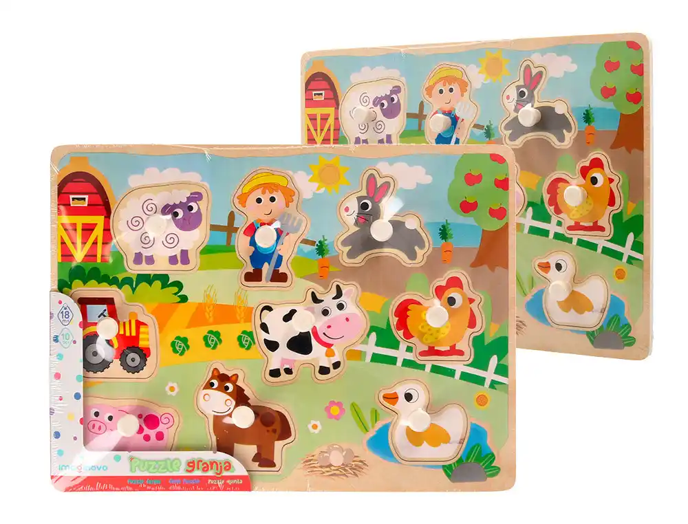 [172053] Puzle infantil imaginovo madera granja +18 meses 9 piezas 30x22,5x1,5cm