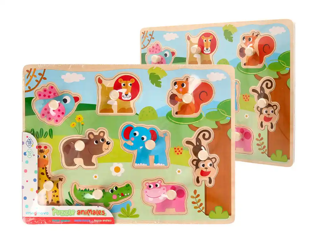[172051] Puzle infantil imaginovo madera animales +18 meses 9 piezas 30x22,5x1,5cm