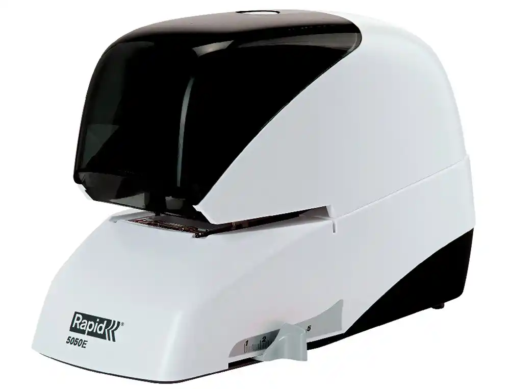 [171981] Grapadora rapid 5050e electrica blanco/negro capacidad 50 hojas usa grapas casete 5050