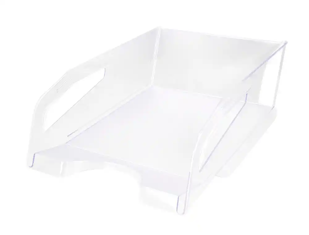 [171715] Bandeja sobremesa plastico q-connect gran capacidad con asa transparente 386x270x115mm