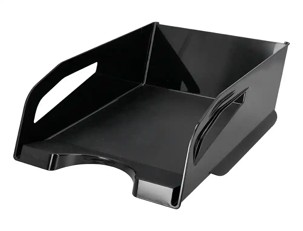 [171714] Bandeja sobremesa plastico q-connect gran capacidad con asa negro opaco 386x270x115mm