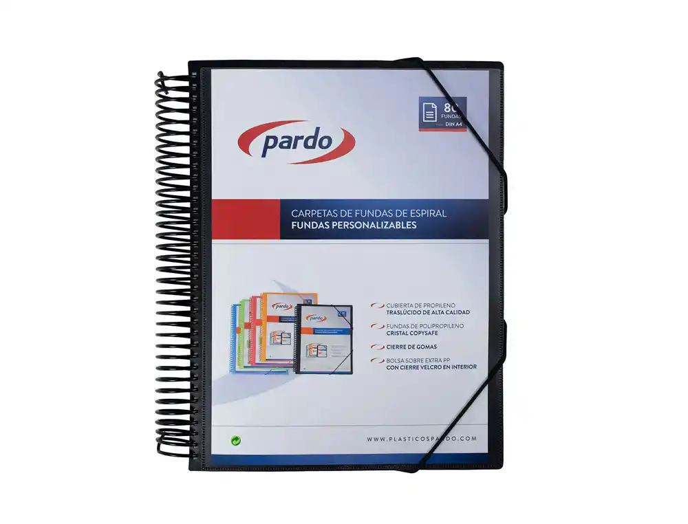 [171621] Carpeta pardo escaparate con espiral 80 fundas folio personalizable color negro