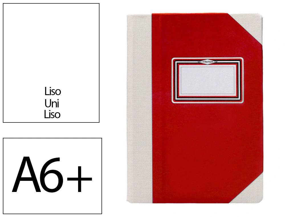 Libro cartone cosido fernandes flecha din a6+ liso 50 hojas 100 gr rojo