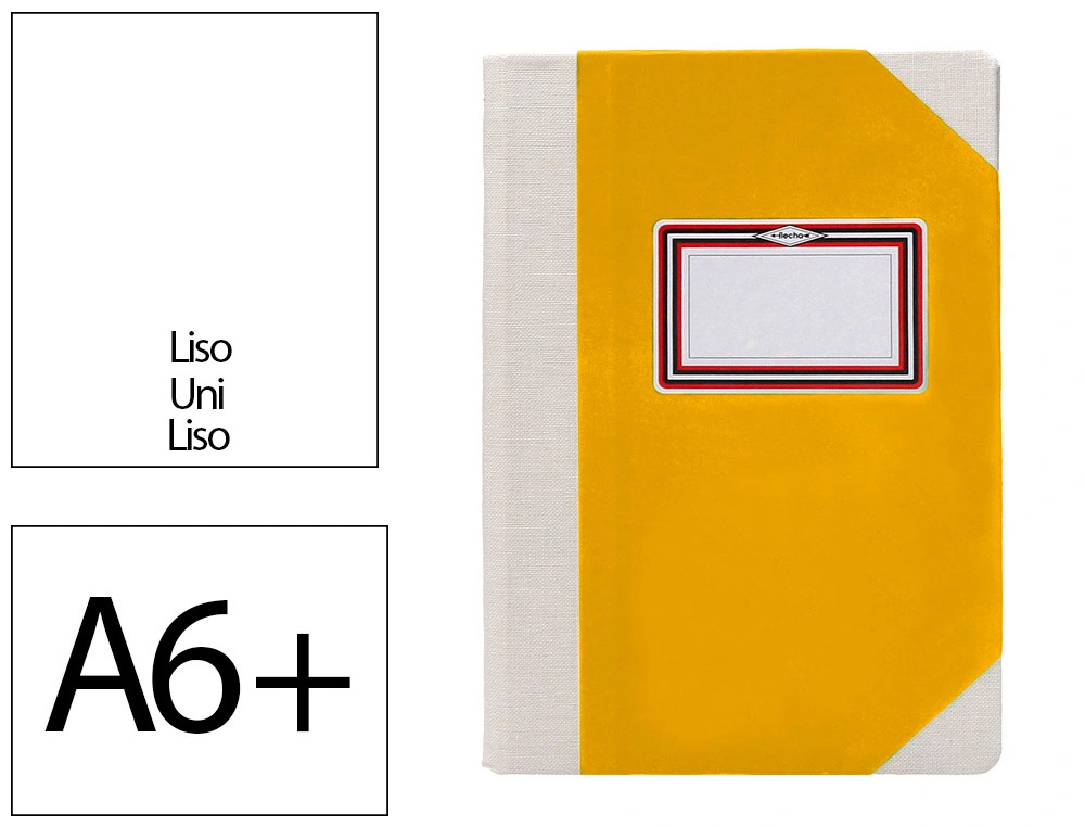 [171602] Libro cartone cosido fernandes flecha din a6+ liso 50 hojas 100 gr amarillo