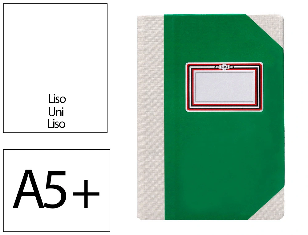 [171596] Libro cartone cosido fernandes flecha din a5+ liso 50 hojas 100 gr verde