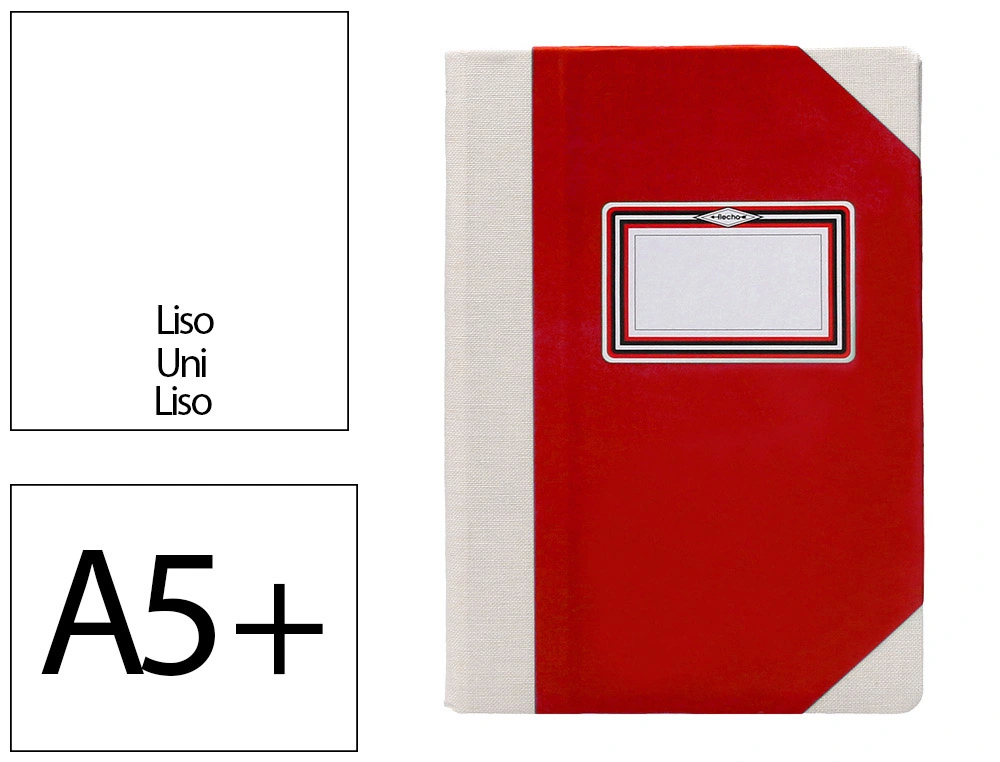 [171595] Libro cartone cosido fernandes flecha din a5+ liso 50 hojas 100 gr rojo
