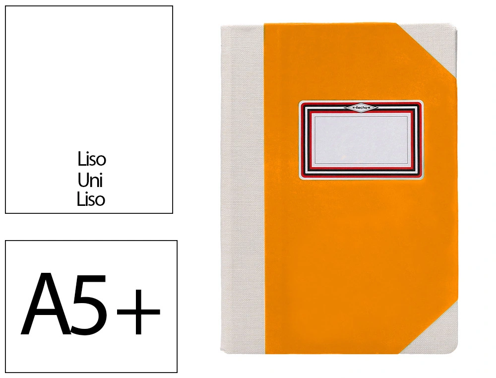 [171594] Libro cartone cosido fernandes flecha din a5+ liso 50 hojas 100 gr naranja