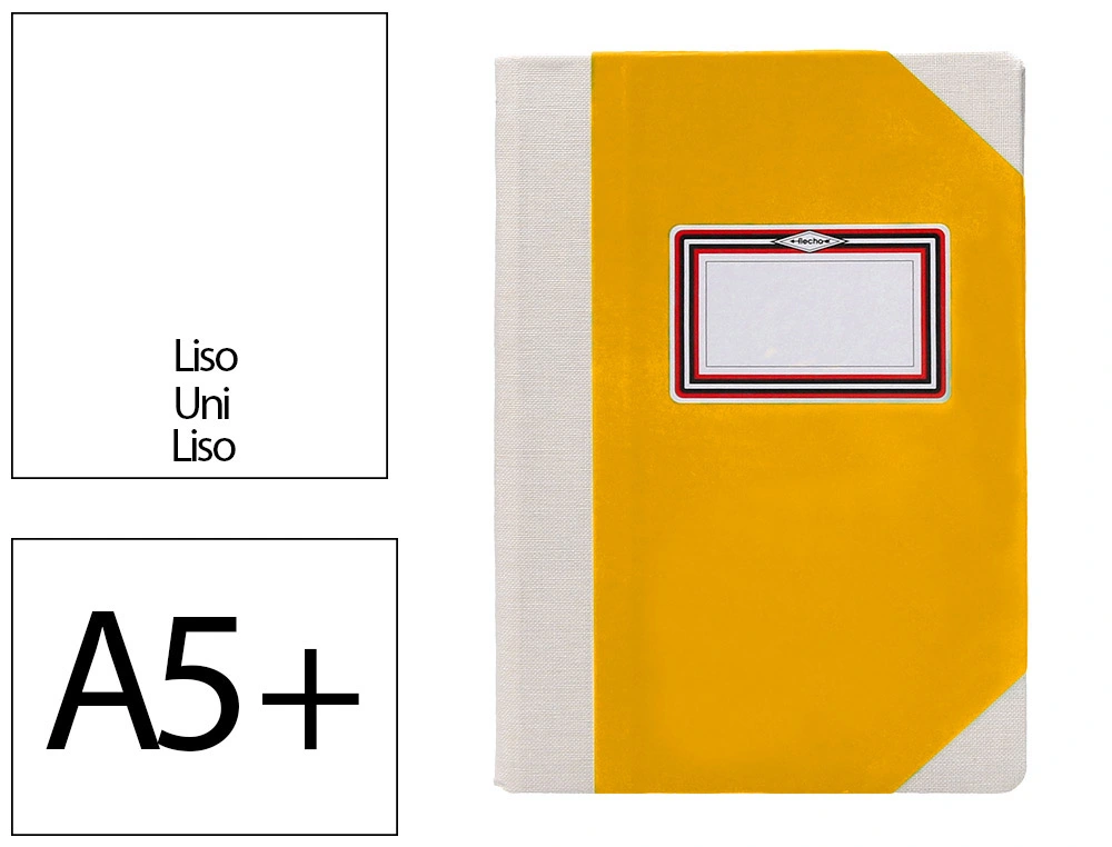 [171592] Libro cartone cosido fernandes flecha din a5+ liso 50 hojas 100 gr amarillo