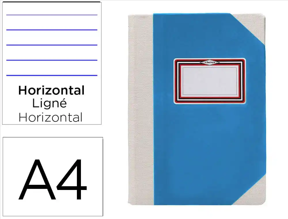 [171588] Libro cartone cosido fernandes flecha din a4+ rayado horizontal 50 hojas 100 gr azul