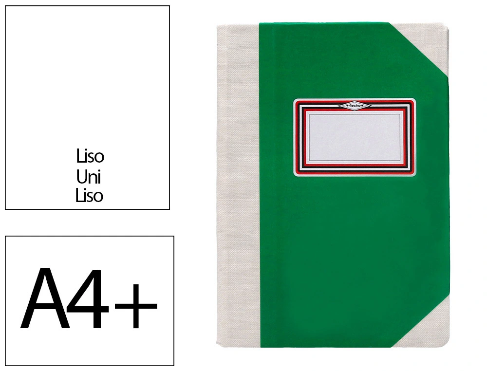 [171586] Libro cartone cosido fernandes flecha din a4+ liso 50 hojas 100 gr verde