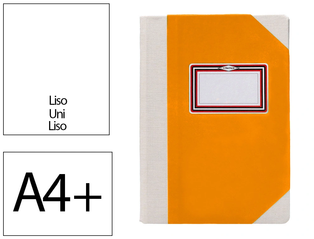 [171584] Libro cartone cosido fernandes flecha din a4+ liso 50 hojas 100 gr naranja