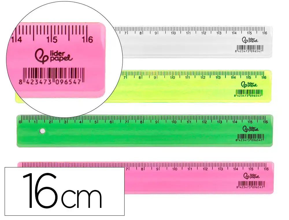 [171524] Regla liderpapel plastico 16 cm cubilete con 100 unidades colores surtidos