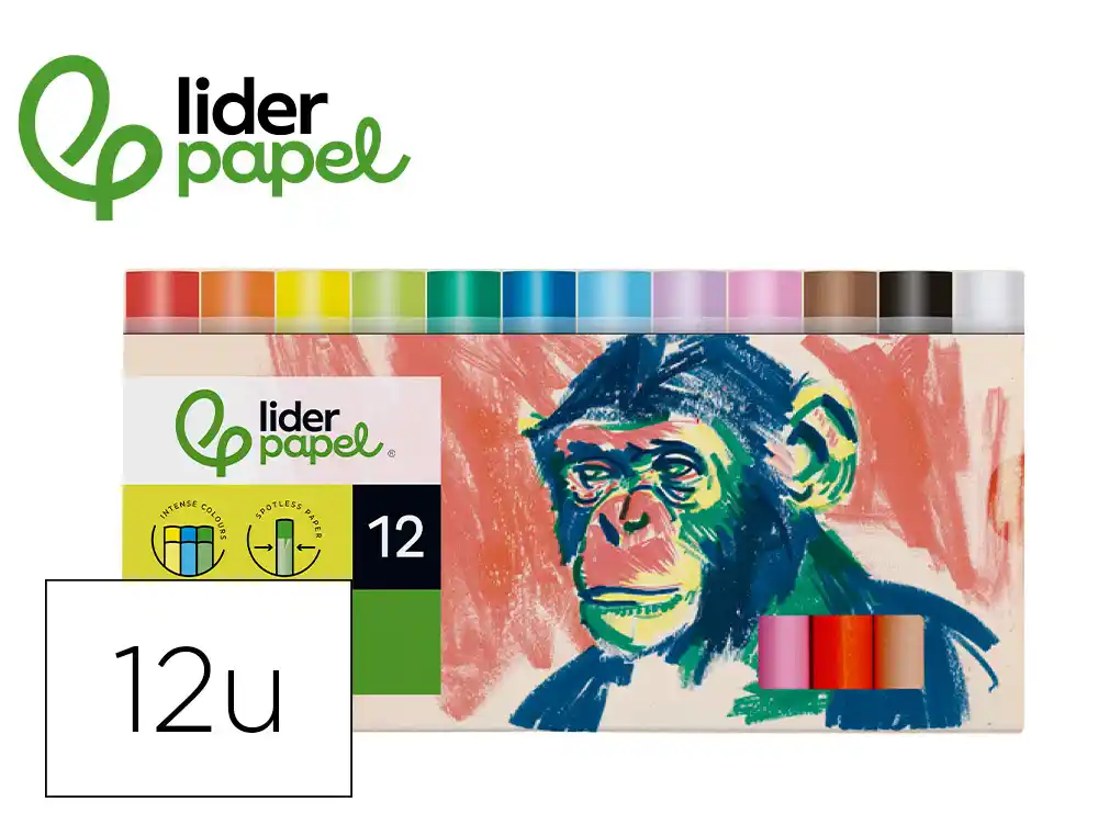 [171347] Lapices cera blanda liderpapel redonda caja de 12 unidades colores surtidos