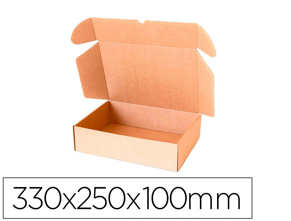 [171295] Caja automontable q-connect para e-commerce y regalo carton reciclado canal simple 3 mm kraft 330x250x100 mm