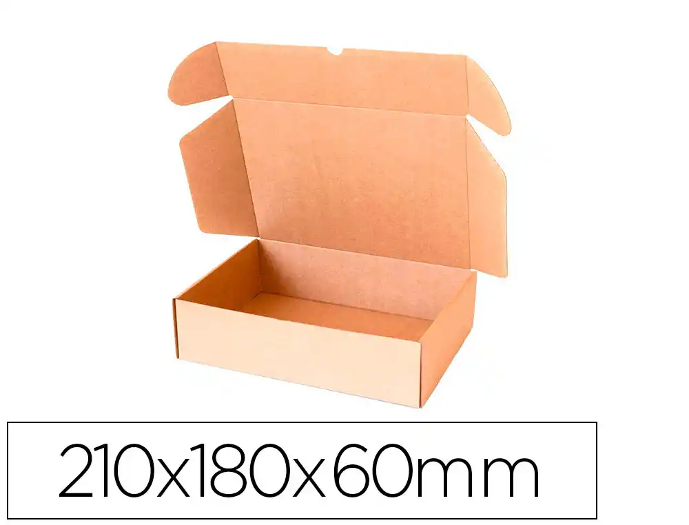 Caja automontable q-connect para e-commerce y regalo carton reciclado canal simple 3 mm kraft 210x180x60 mm