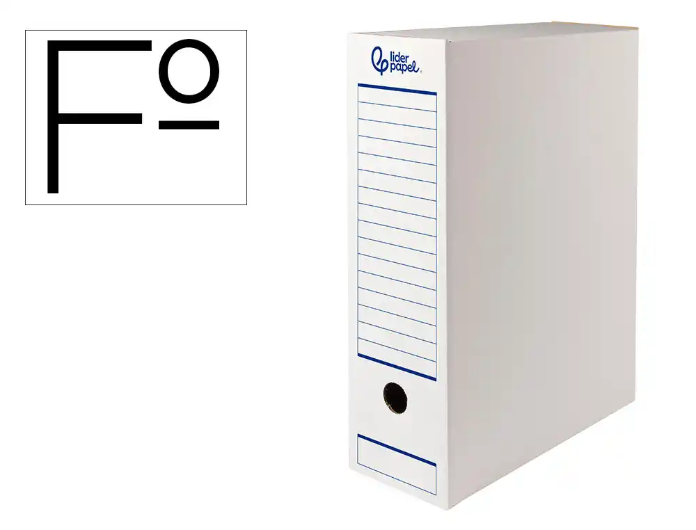 [171288] Caja archivo definitivo automatica liderpapel folio carton reciclado 325g/m2 lomo 100 mm blanco 360x100x255mm