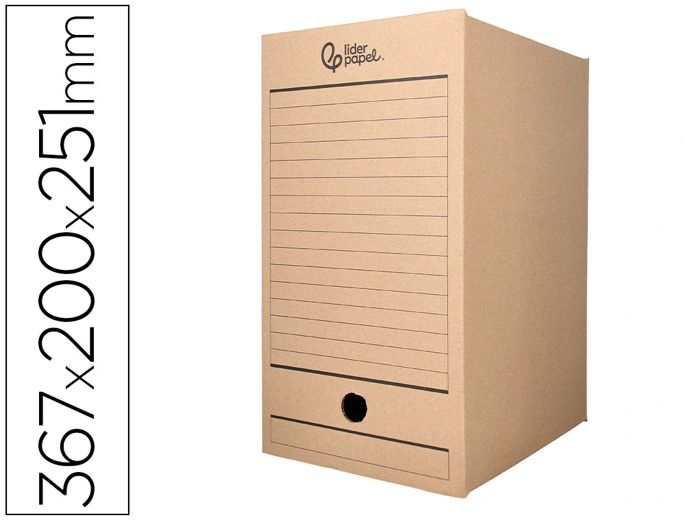 [171287] Caja archivo definitivo liderpapel folio doble ancho carton reciclado 400g/m2 lomo 200 mm kraft 367x200x251 mm