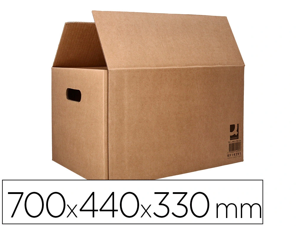 [171259] Caja para embalar q-connect americana ultra resistente con asas carton canal doble 7 mm color kraft 700x440x330 mm