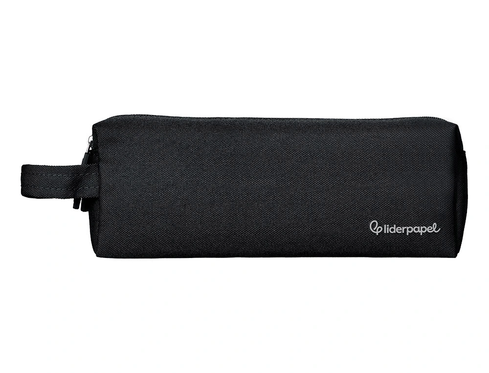Estuche portatodo liderpapel classic rectangular con asa 2 cremalleras 210 x80mm negro