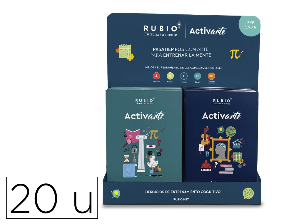 [171120] Cuaderno rubio entrena tu mente activarte expositor sobremesa 10 unidades n 1 y 10 unidades n 2