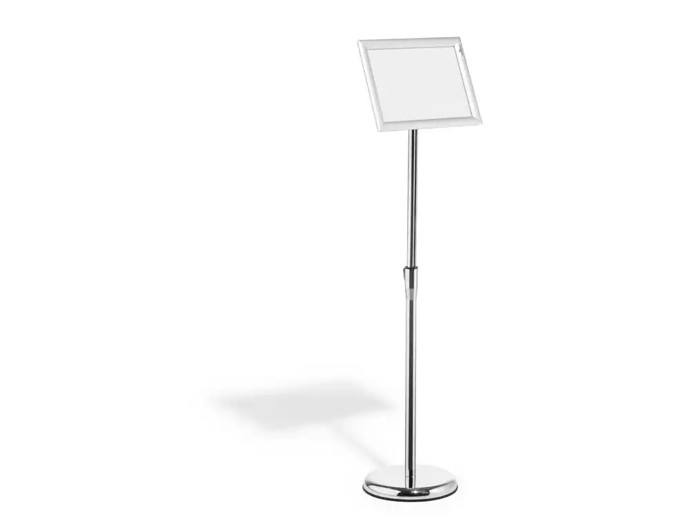 [170988] Atril de suelo durable marco aluminio din a4 vertical / horizontal altura ajustable 77 a 120,5 cm