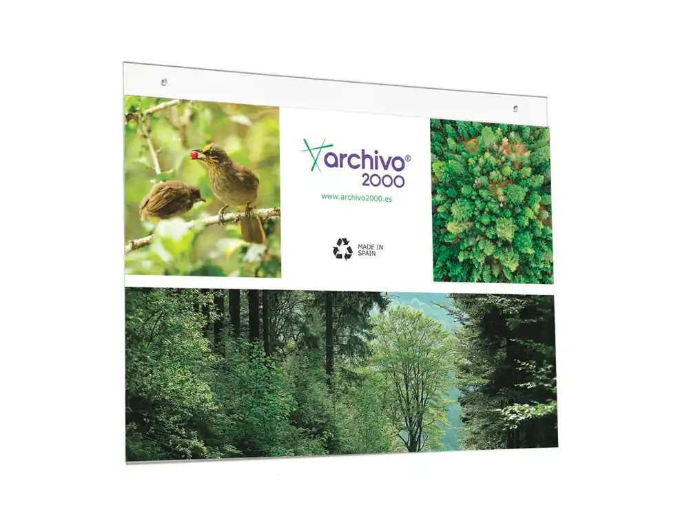[170931] Expositor mural archivo 2000 din a3 horizontal con taladros espesor 2 mm cristal transparente 420x325 mm