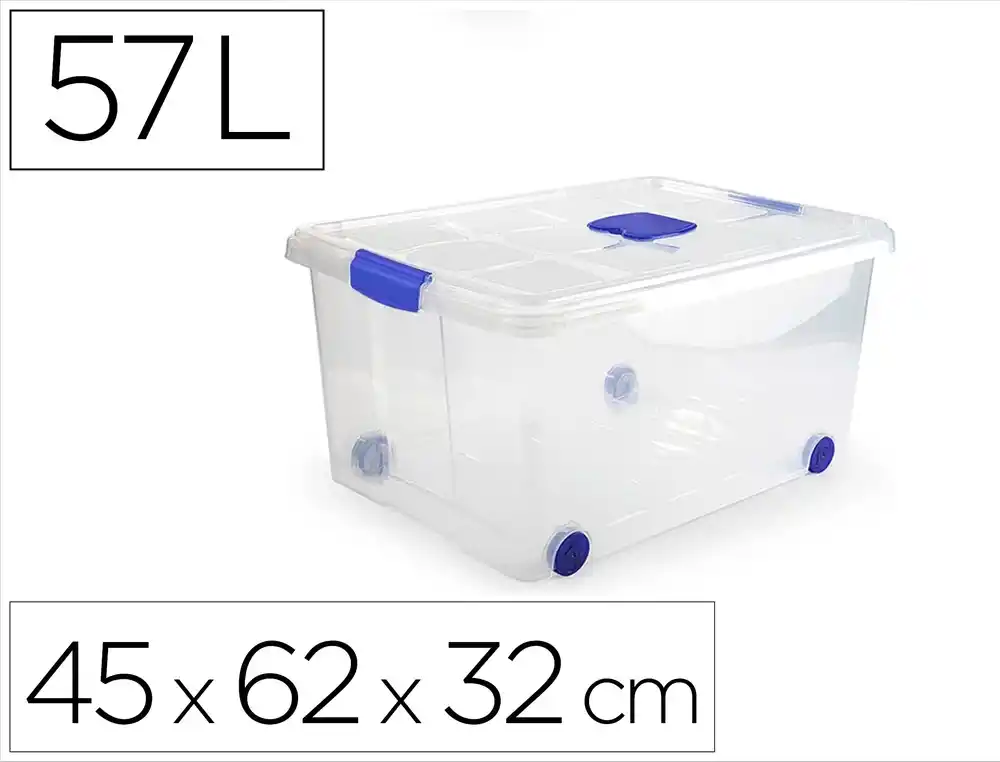 [170910] Contenedor plastico plasticforte n 5 transparente con tapa capacidad 57 l