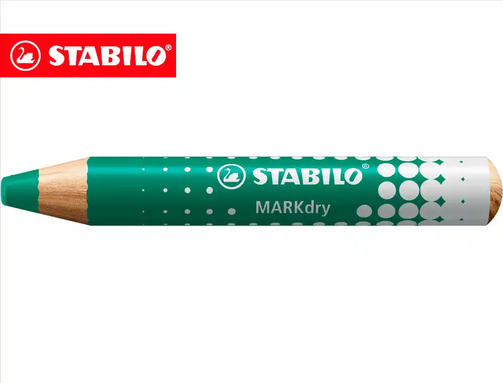 [170901] Lapiz marcador en seco stabilo markdry para pizarra blanca color verde caja de 5 unidades