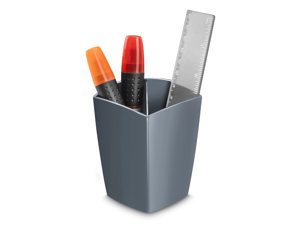 [170874] Cubilete portalapices cep mineral plastico color gris 75x75x95 mm