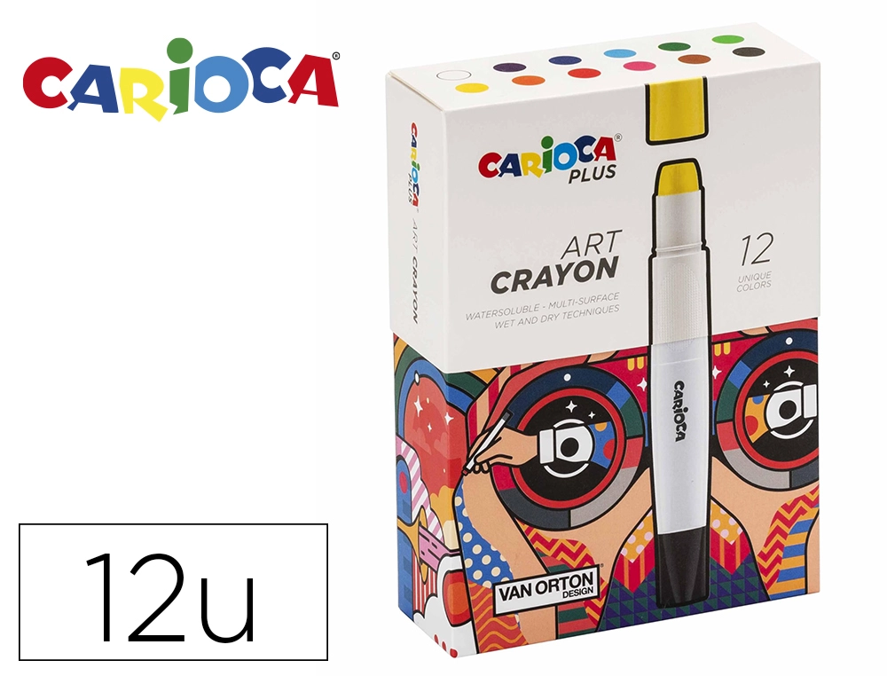 [170790] Lapices de cera carioca plus art crayon caja premium de 12 unidades colores surtidos