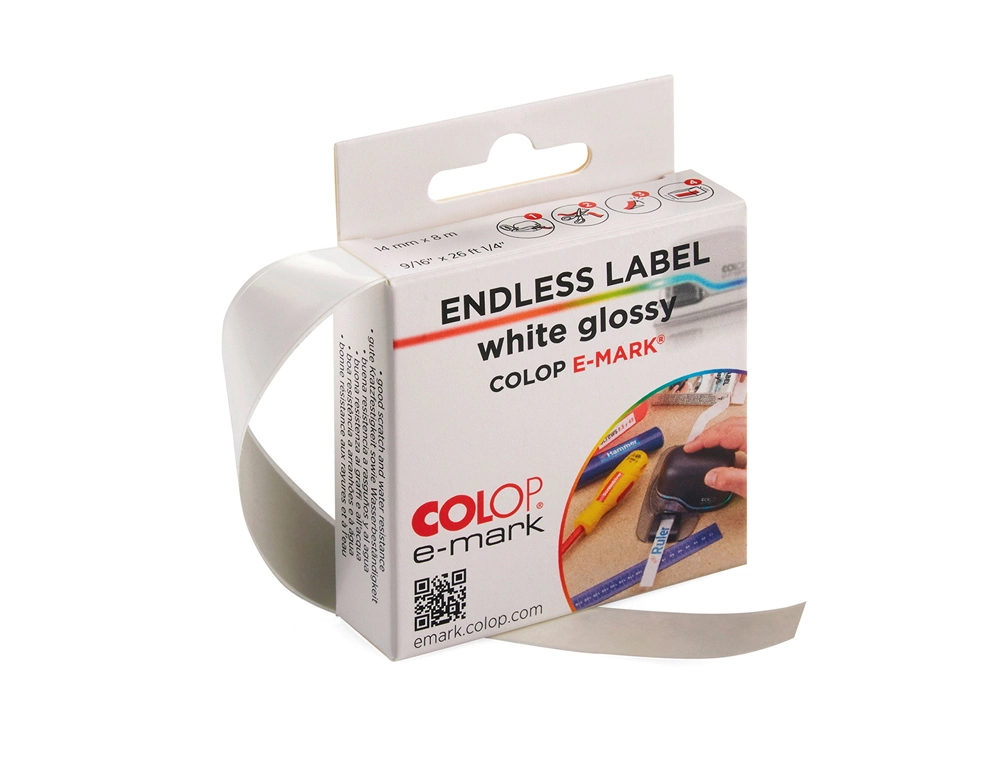[170762] Cinta adhesiva colop polipropileno blanco brillo para impresora e-mark